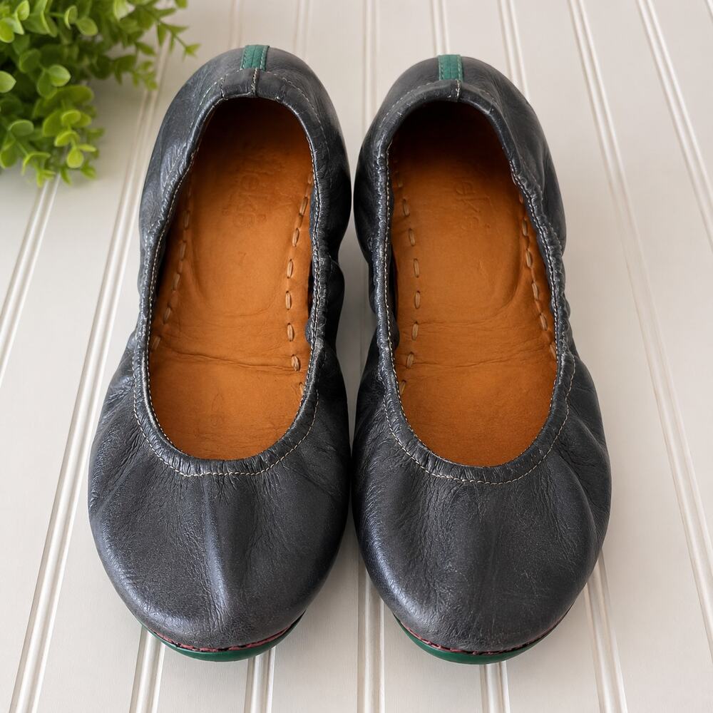 Tieks by Gavrieli Gray Leather Ballet Flats Women’s Size 7 Foldable Shoes